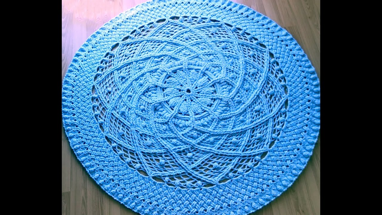 Tapis Rond Crochet Mandala 87 Cm - Maison Campagne Shabby Vintage - NEUF