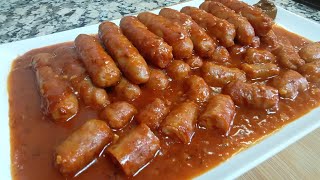 SALCHICHAS EN SALSA  una delicia que os encantará  la receta de mi abuela paso a paso