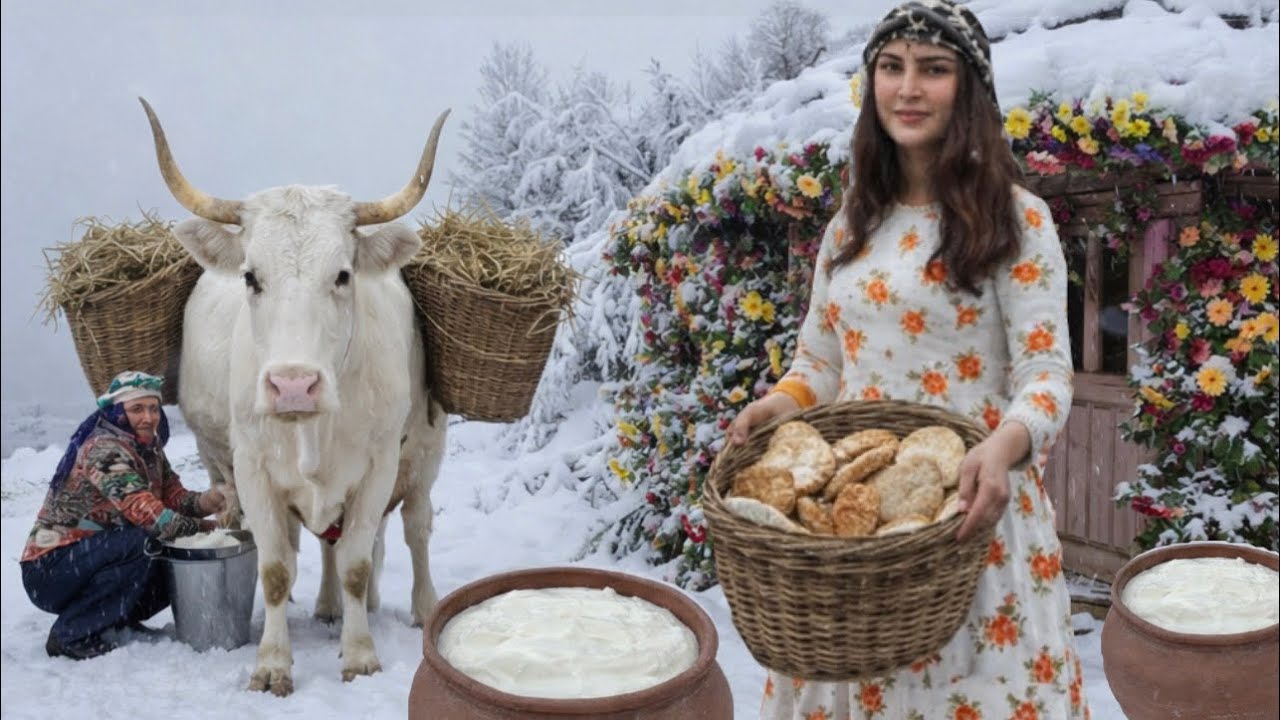 Winter Wonderland Breakfast: Crafting Butter, Ash Soup & Fresh Bread ❄️