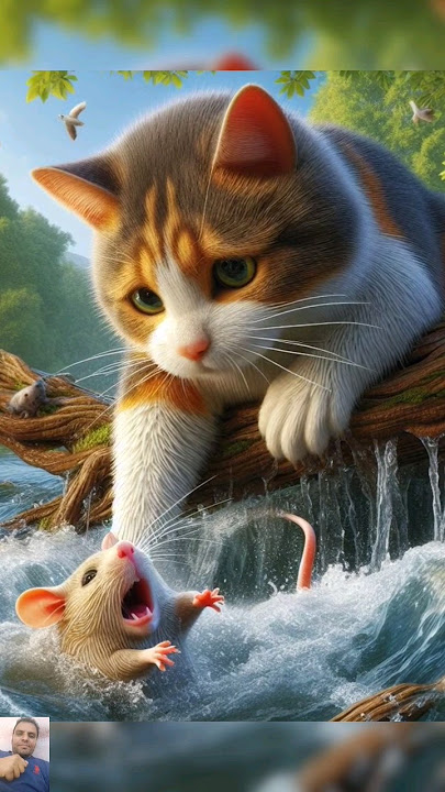 Cute Cat rescues mouse from drowning in water #cat #cute #catlover #ai