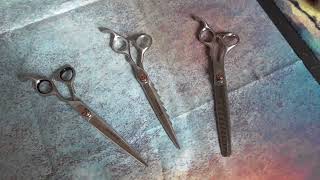 GROOMER.DK - SCISSORS RED STONE AND SHARKY Groomer Dk Curved Scissors