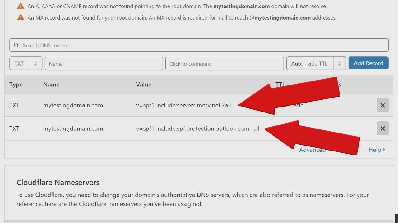 How to Create a Single SPF Record from Multiple DNS Records (. MailChimp  & Office365) - YouTube