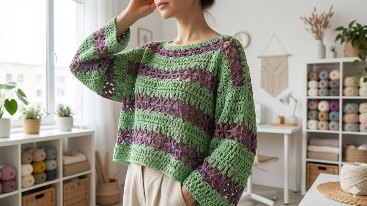 TREND ALARMI! 🚨 Mağazalarda Pahalı, Bizde Bedava! CROCHET Sweater Tutorial 🧵