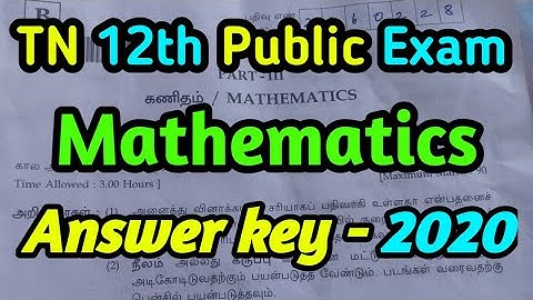TN 12th public exam maths answer key 2020