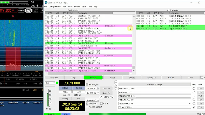 FT8 decodes using WSJT-X, Elad FDM DUO & Bonito NTi MegaLoop FX antenna