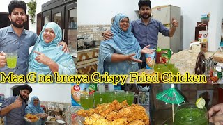 Maa G na bnaya crispy Fried chicken 🐓 || Coolest Drink Mint Margarita 🍹 || Special iftar 😍