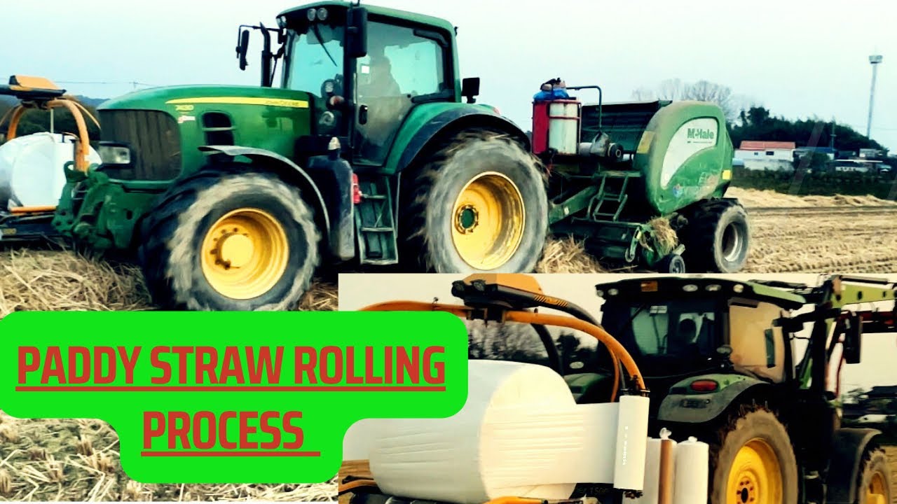 Conplastic Rapping Amazing Rice Straw bundling Machine/collector,rolling // plastic ...