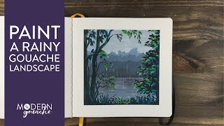 Paint a rainy landscape in gouache