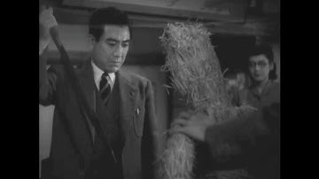 千恵蔵の金田一 本陣殺人事件のトリック再現シーン　映画「三本指の男」1947年より