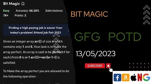 Bit Magic EASY POTD ||  @gfg @CodeThurst @leetcode