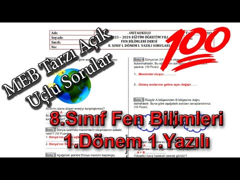 Fen Bilimleri 8.Sınıf 1.Dönem 1.Yazılı Açık Uçlu Sorular ve Cevapları