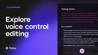 Voice control editing – Tiptap Experiments