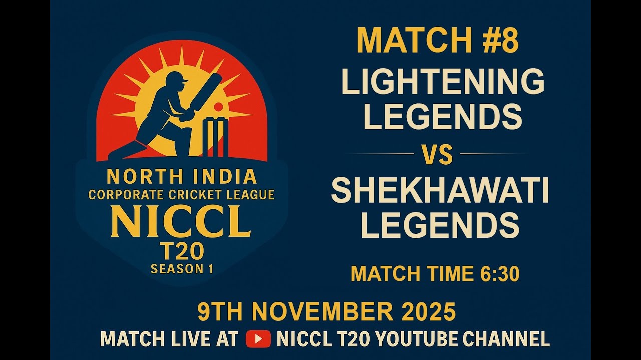 🔴LIVE || MATCH#8 || LIGHTENING LEGENDS VS SHEKHAWATI LEGENDS || NORTH INDIA CORPORATE CRICKET LEAGUE