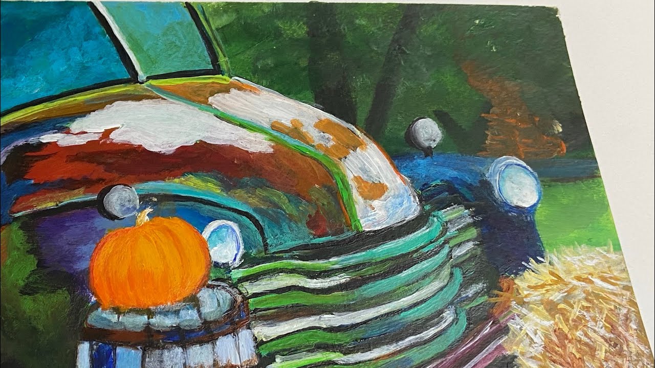 How to paint an old truck/autumn painting/ Halloween painting Acrylic