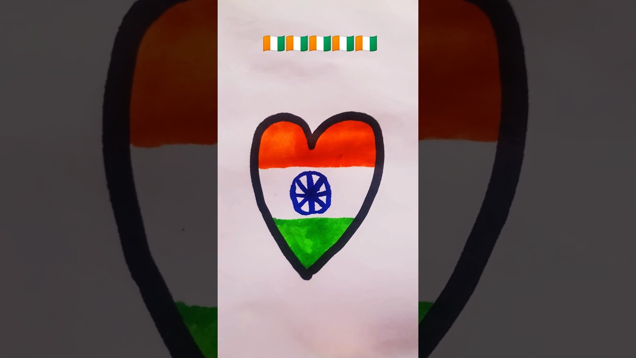 Heart Shape Tiranga Drawing | Easy Indian Flag Drawing | Independence Day/Republic Day Art 