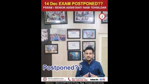 14 Dec EXAM POSTPONED??? |  PSSSB / SENIOR ASSISTANT/ NAIB TEHSILDAR