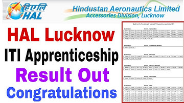 HAL Lucknow Result Out | HAL Lucknow Cut Off Marks | HAL Lucknow ITI Apprenticeship 2021 | HAL
