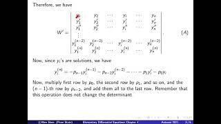 Video4-2: Abel's Theorem for system of linear equations. Elementary Differential Equations