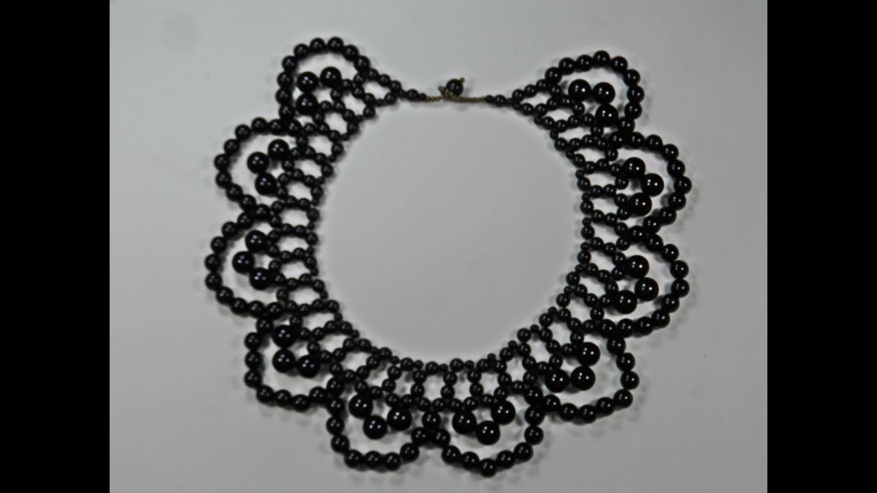 Curso de Bijuterias - Colar de Pérolas Preta.