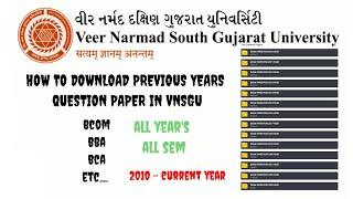 How To Download Old Year Question Paper Of Vnsgu