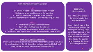 IB Biology IA Intro and Formulating a Research Question