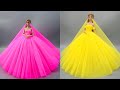 Disney Princess Doll Makeover ~ DIY Miniature Ideas for Barbie - Wig, Dress, Faceup, andMore! DIY