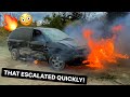 Mini Van CRASH FIRE!