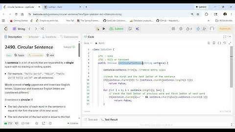 Leetcode 2490  Circular Sentence - Explained In Hindi