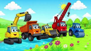 🚜 Construction Vehicles Mega Compilation! 🏗️ Build a Castle, Bridge &amp; Playground | Kids Songs