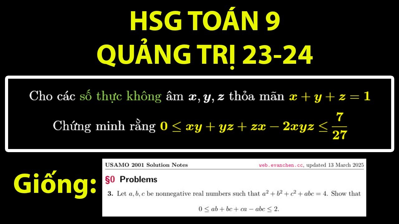 TTV: Bất đẳng thức HSG 9 - QUẢNG TRỊ 23-24 | Rất giống USA MO 2001