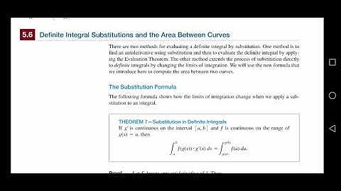 Definite integral substitution and area between curves