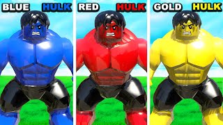Red Blue &amp; Gold HULK Colors Transformations in LEGO!