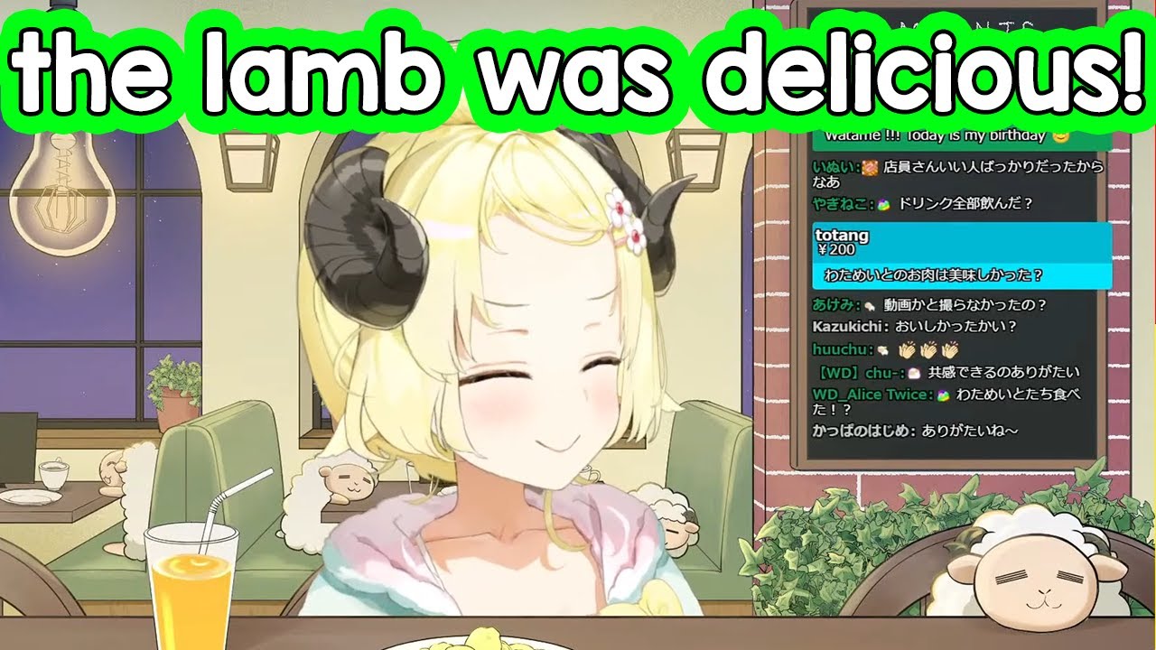 Watame went to Merino (Lamb restaurant) with Fubuki Flare & Botan [ENG Subbed Hololive]
