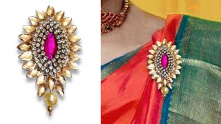 Make Saree Brooch At Home / Saree Jewellery Ideas / Homemade Brooch / Saree Pin Ideas