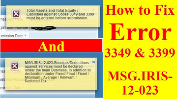 How to Fix Error Total Assets Equity Liabilities Codes 3349 & 3399 MSG.IRIS-12-023-Receipts IRIS FBR
