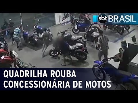 Quadrilha ataca concessionária de motos no ABC Paulista | SBT Brasil (15/06/22)