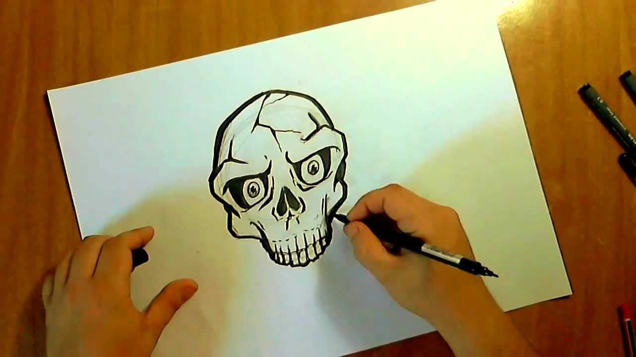 HOW TO DRAW A SKULL GRAFFITI - YouTube