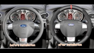 MEWANT---for ford Focus ST / Focus RS  Hand Stitch Car Steering Wheel Cover Installing
