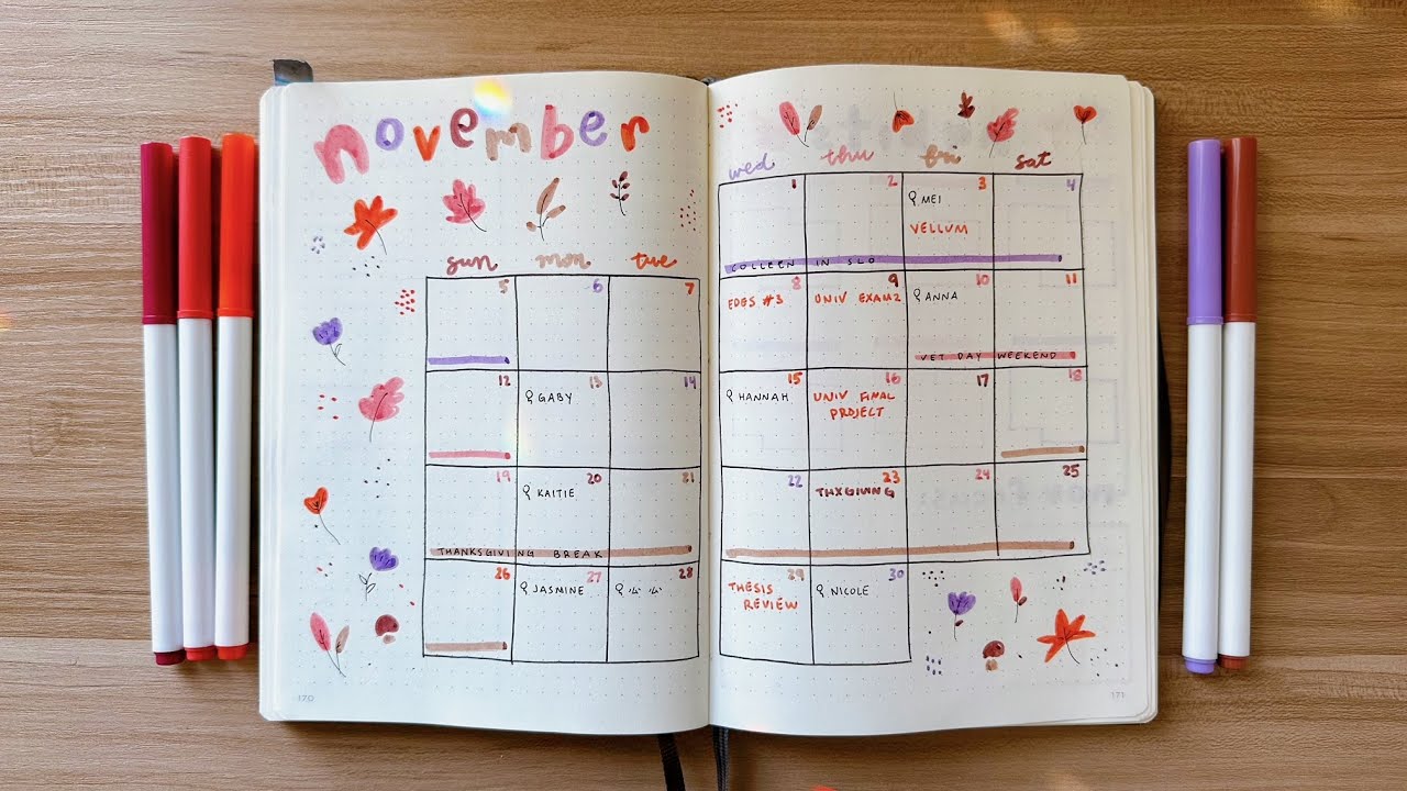 November Plan With Me 🍂 Bullet Journal Setup with Stencils 