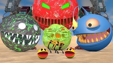 Pacman vs Monsters Best Compilation | Pacman vs Combat Robot, Acid, Slime & Angler Monsters