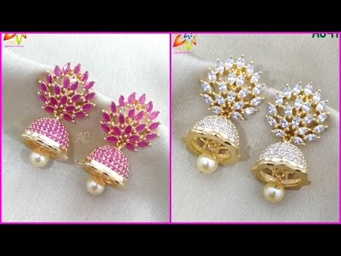 New Arrival 1 Gram Gold Cz Jhumkas And Earrings || Buy Online Jewellery || Earrings With Price