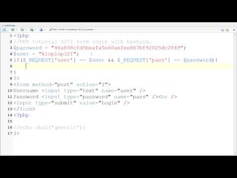 PHP Tutorial 027 Logging in with a Hashed Password