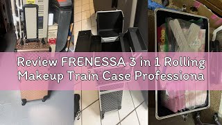 Celebrity Review FRENESSA 3 in 1 Rolling Makeup Train Case Professional Cosmetic Trolley Large Storage with Ke Wealth