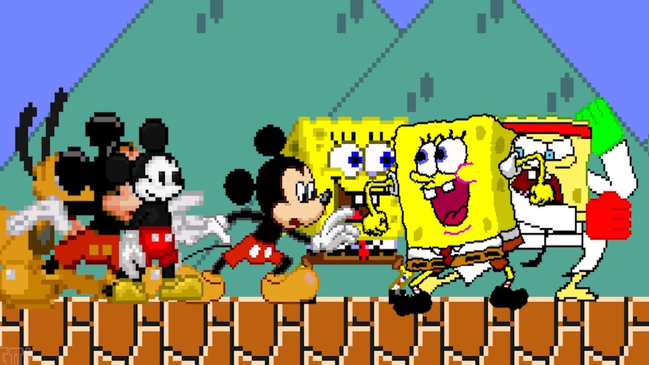 TEAM TRIPLE MICKEY MOUSE  VERSUS  TEAM TRIPLE SPONGEBOB SQUAREPANTS | RACE TO 3 WINS