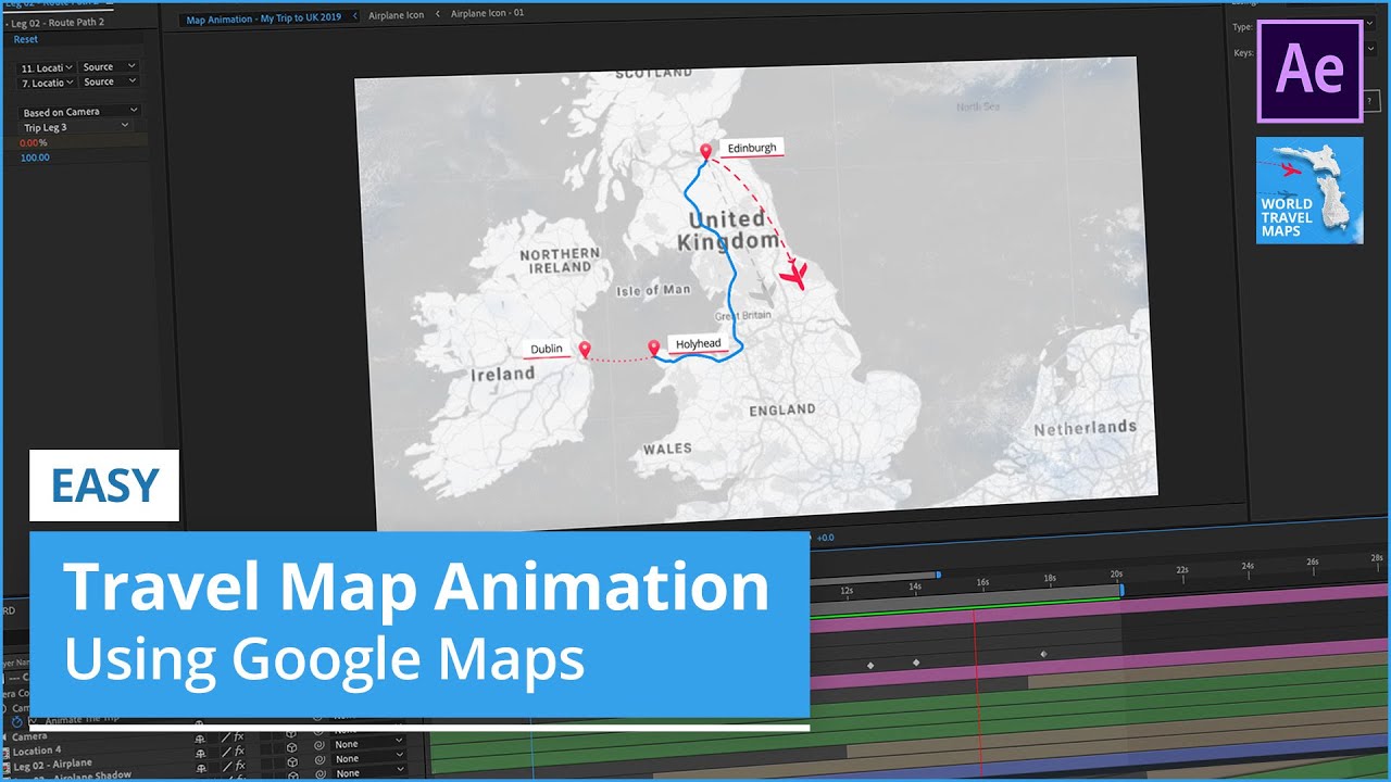 google map travel animation