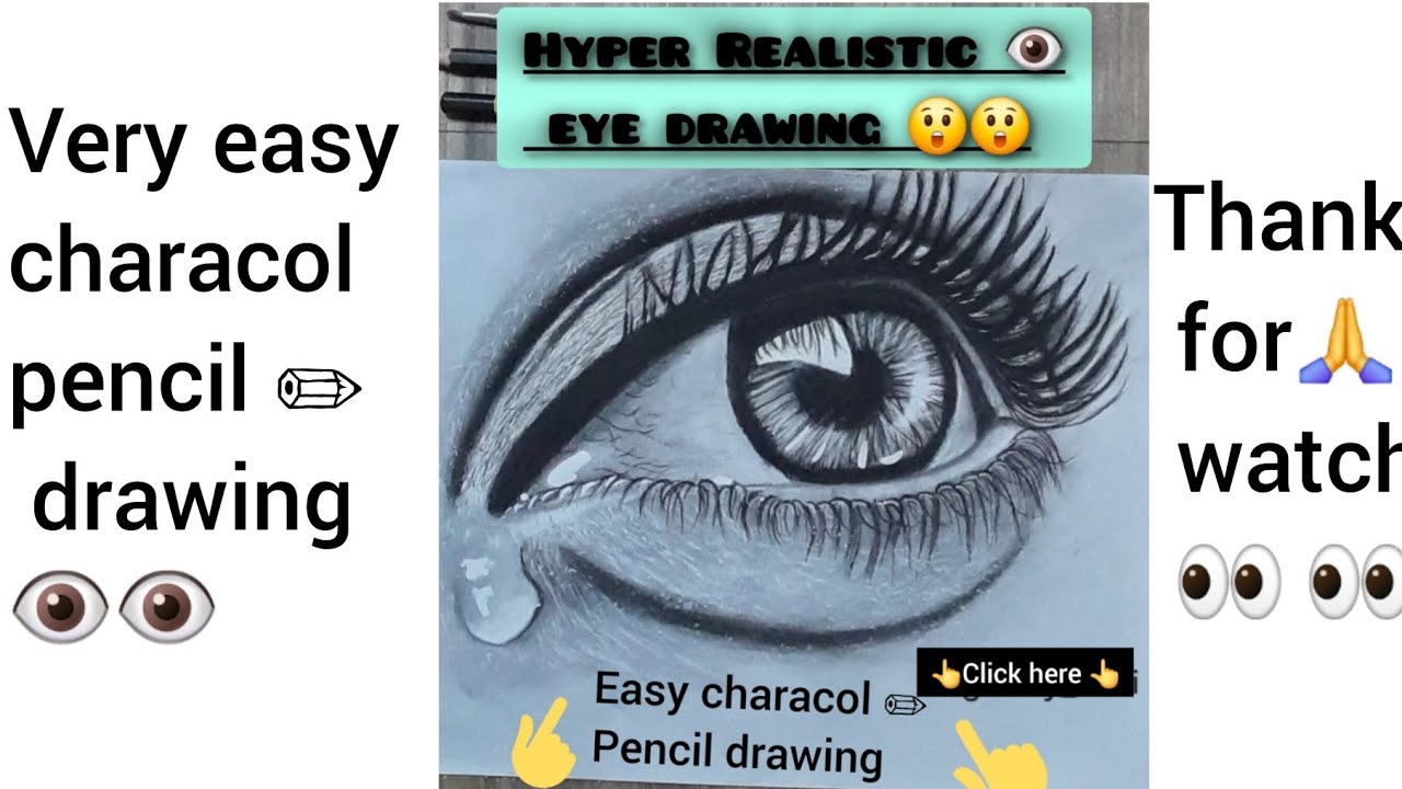 step by step👆.. HOW TO DRAW characol pencil ️ Hyper realistic eye 👁 ...