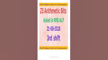 RRB ALP Arithmetic Previous Year Question Paper 2018, 21-08-2018 Shift 3, #arithmetic #rrb #rrbntpc