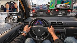 GTA 5 - Realistic Taxi Uber Job | Volkswagen Fox | POV Drive | Steering Wheel Gameplay
