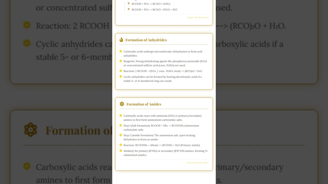 Reactions of Carboxylic Acids: Formation of Acyl Halides, Anhydrides, and Amides