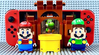 LEGO Mario enters the Nintendo Switch to save Yoshi. Luigi helps! #legomario